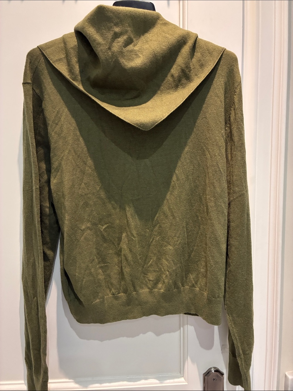 Zara Olive Knit Button-Up Wool Blend Cardigan with Attached Scarf 👵MT - Picture 6 of 6